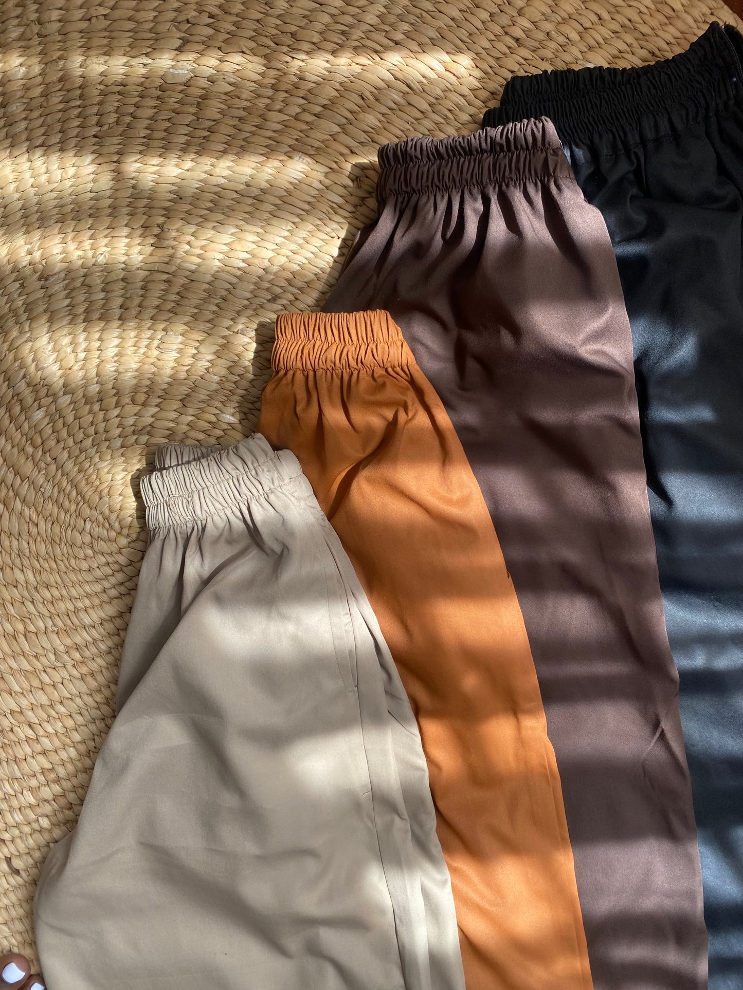 LC Ruched Waistband Wide Leg Pants (With pockets )