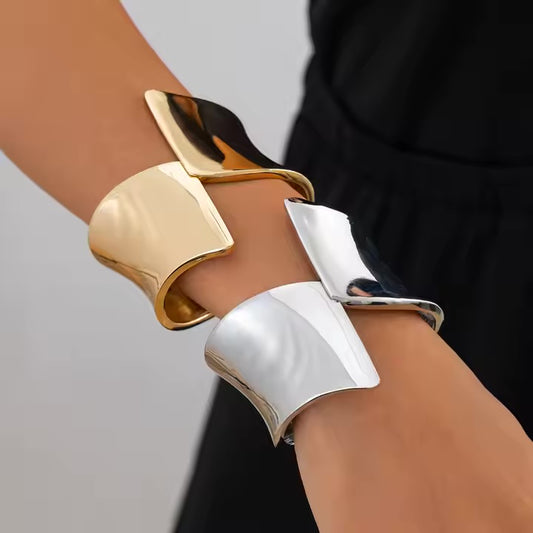 Glossy Irregular Open Cuff Chunky bracelet