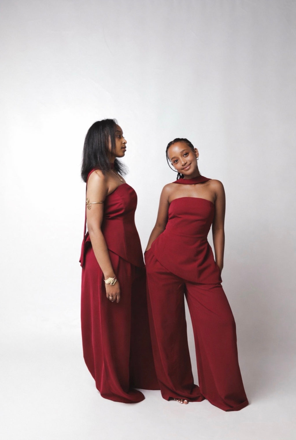 The Assymetrical 3- piece Set : Burgundy