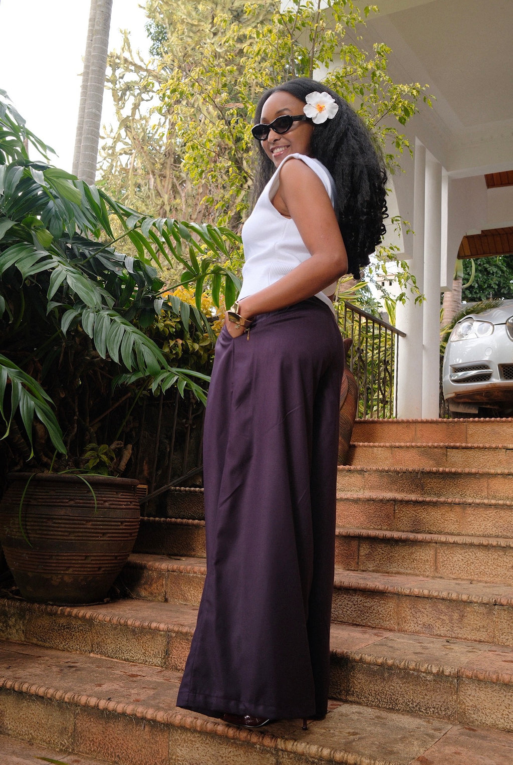 The Kira Pleated Pants : Black Current