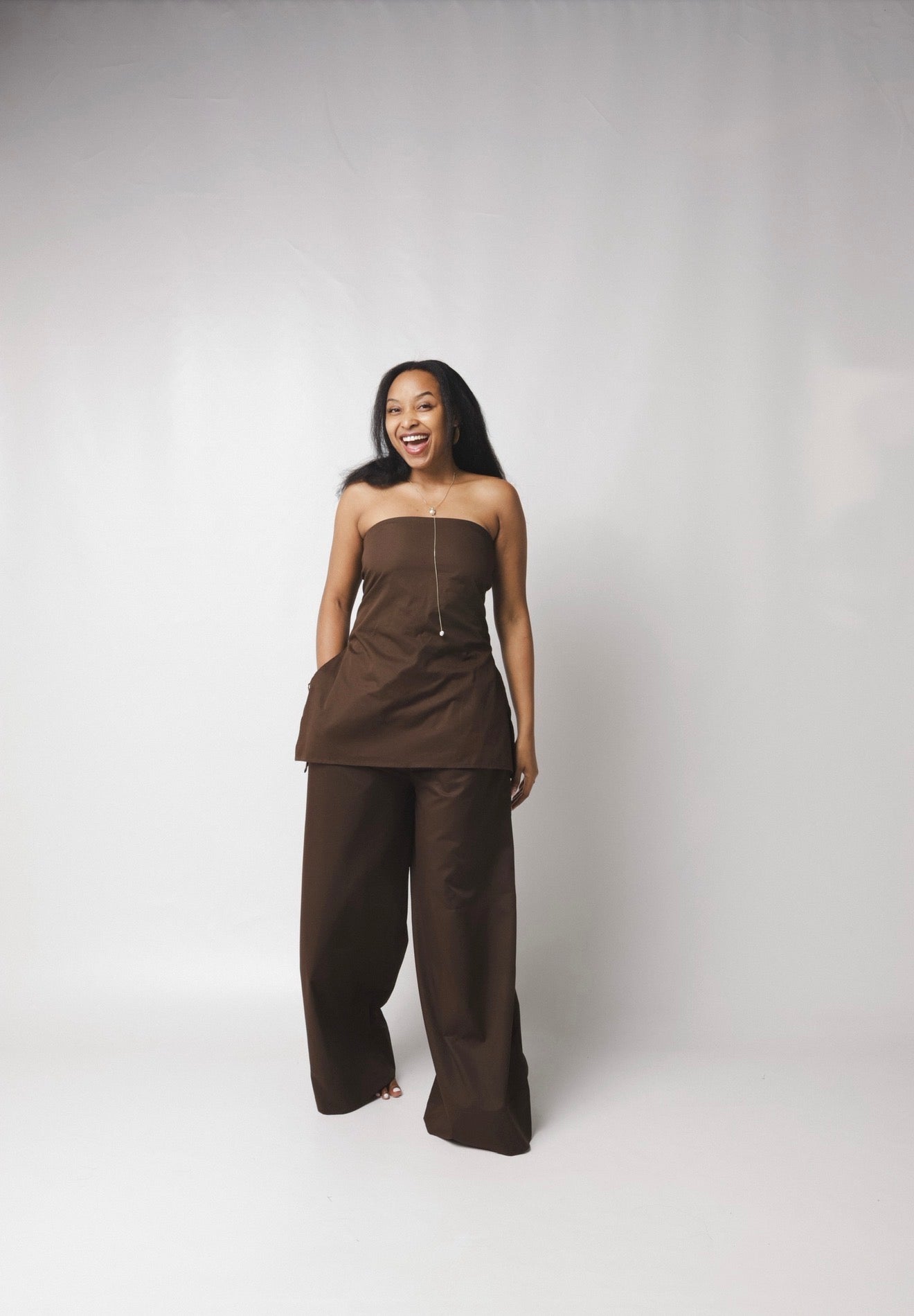 Ruched Top : Chocolate brown