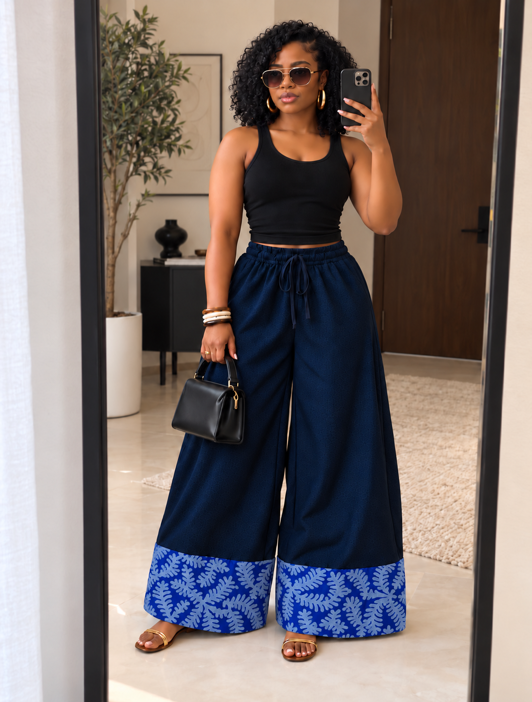 The suki navy denim pants : CP