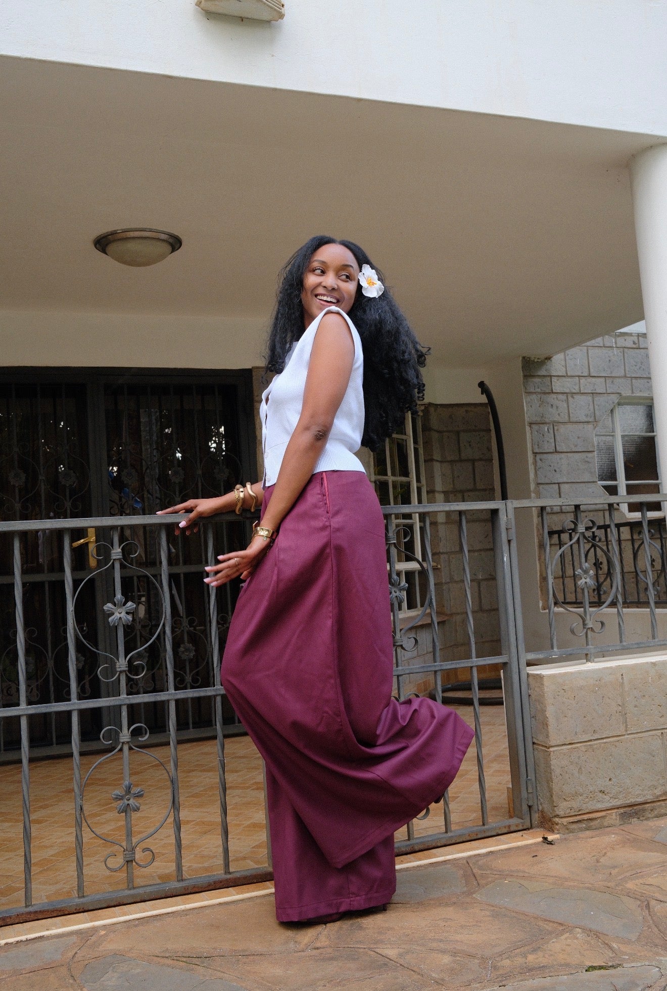 The Kira Pleated Pants : Burgundy
