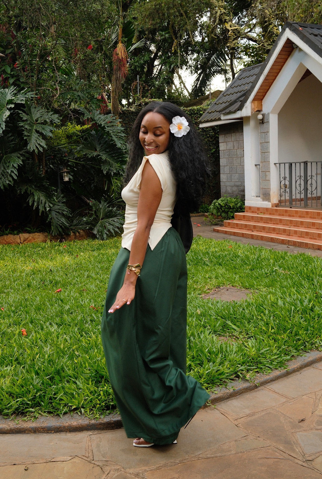 The Kira Pleated Pants : Jungle Green