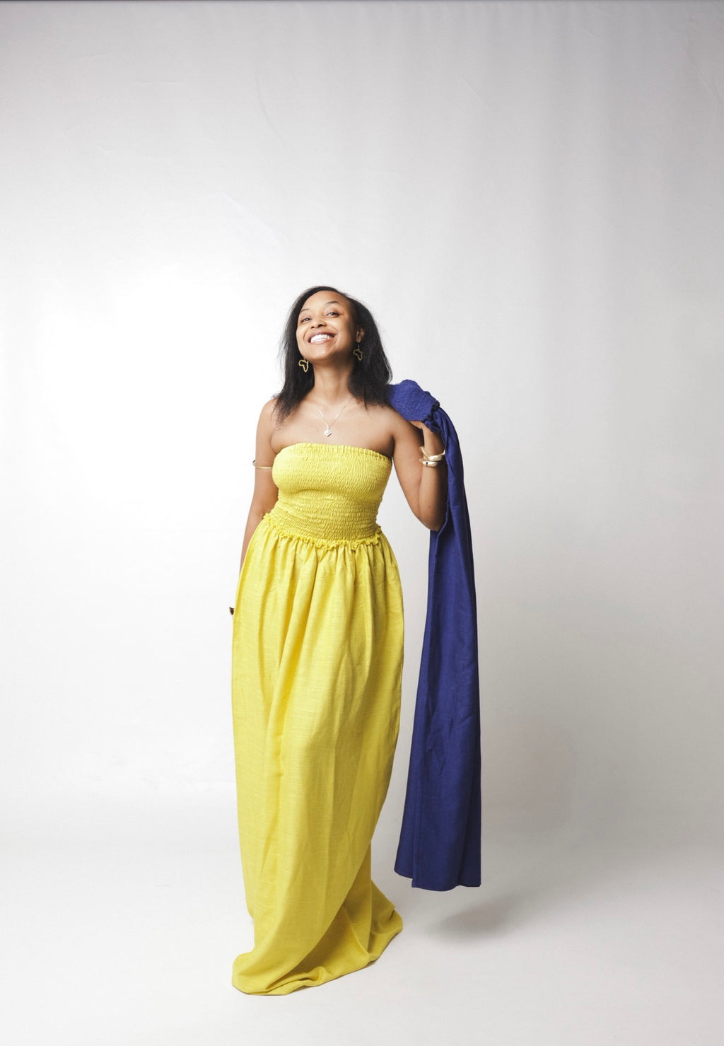 The Solara Linen Maxi Dress : Mustard yellow