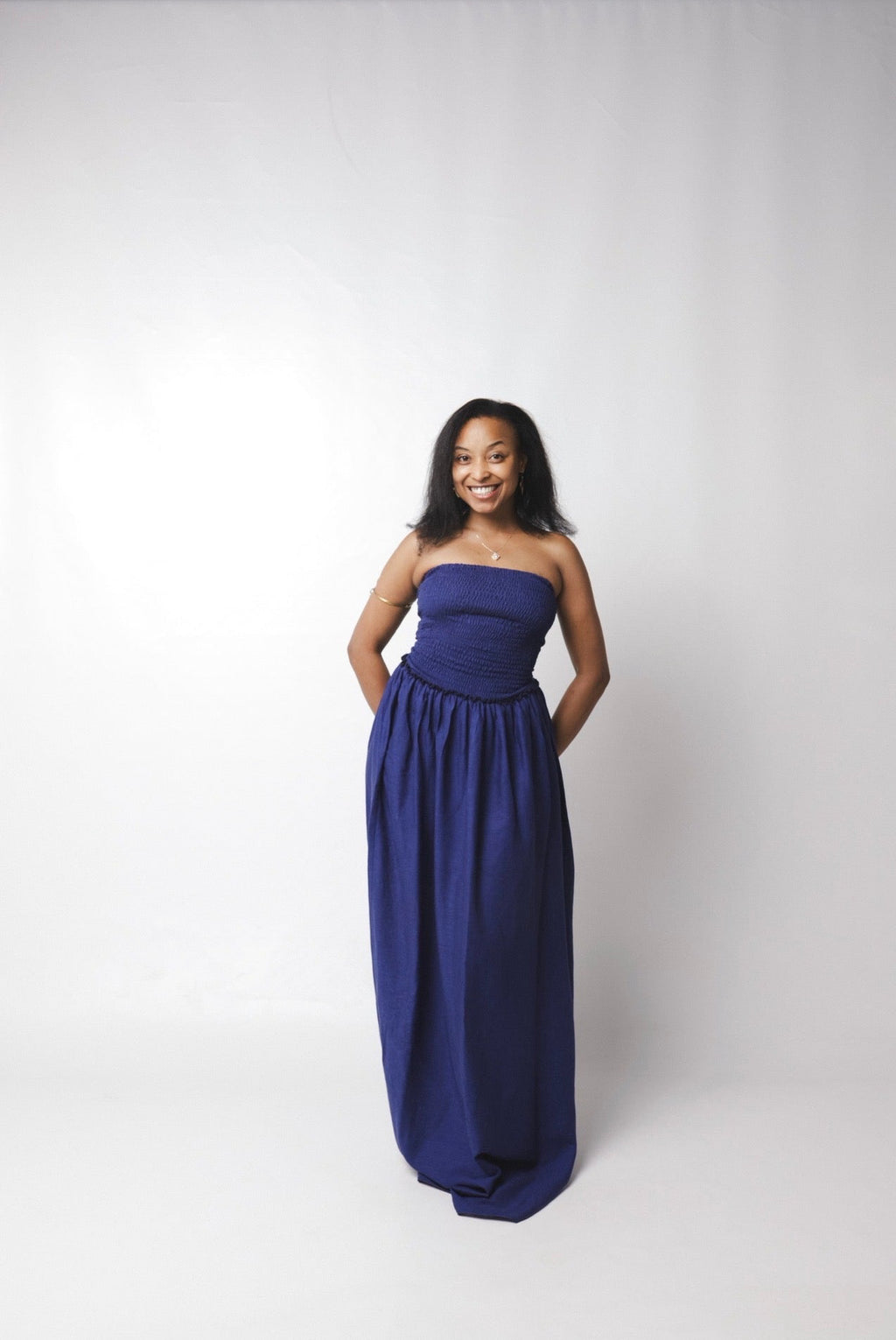 The Solara Linen Maxi Dress : Deep blue
