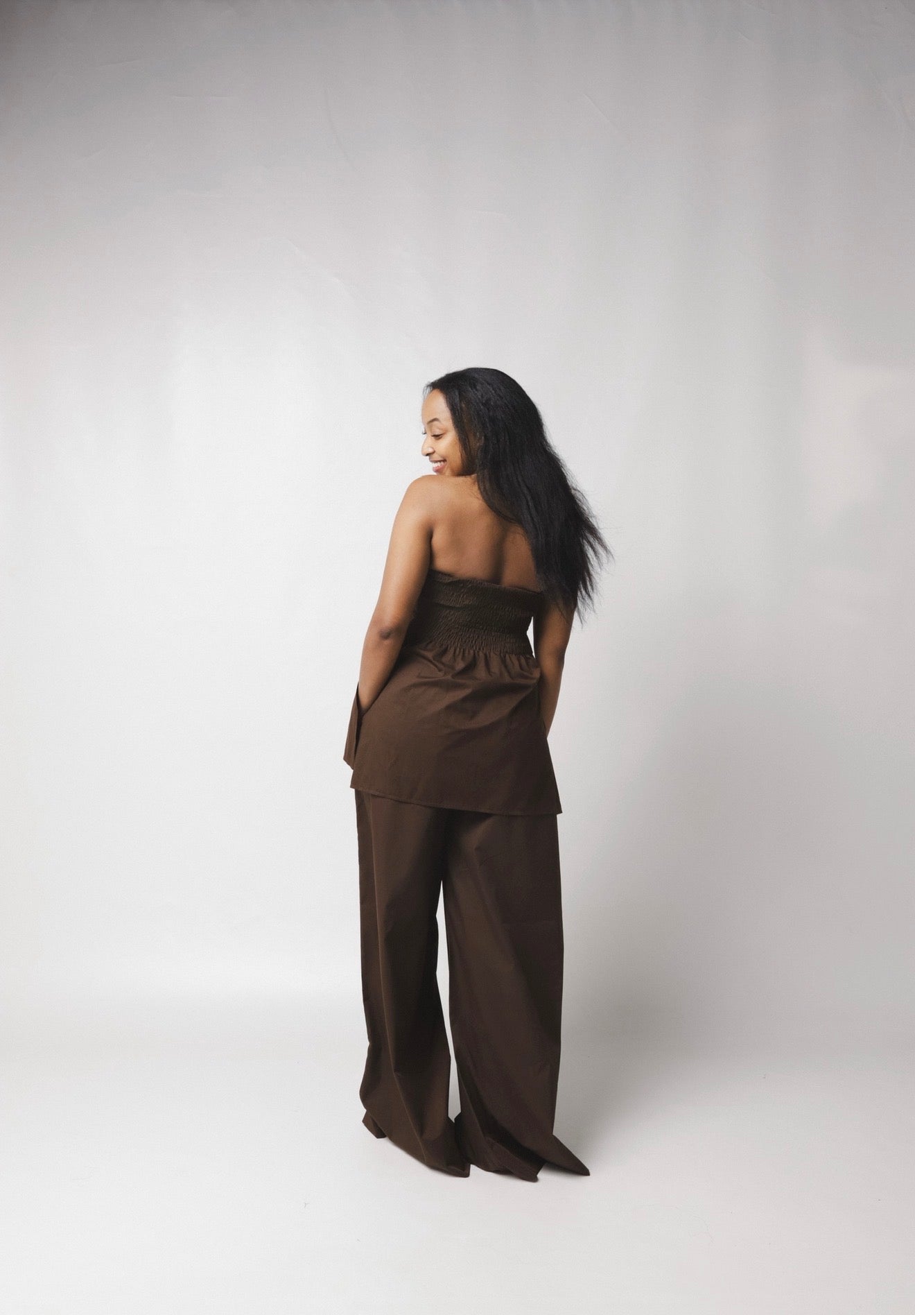 Ruched Top : Chocolate brown