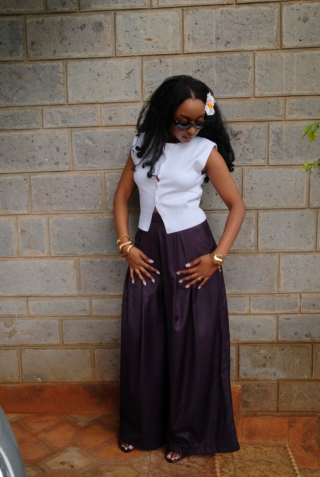 The Kira Pleated Pants : Black Current