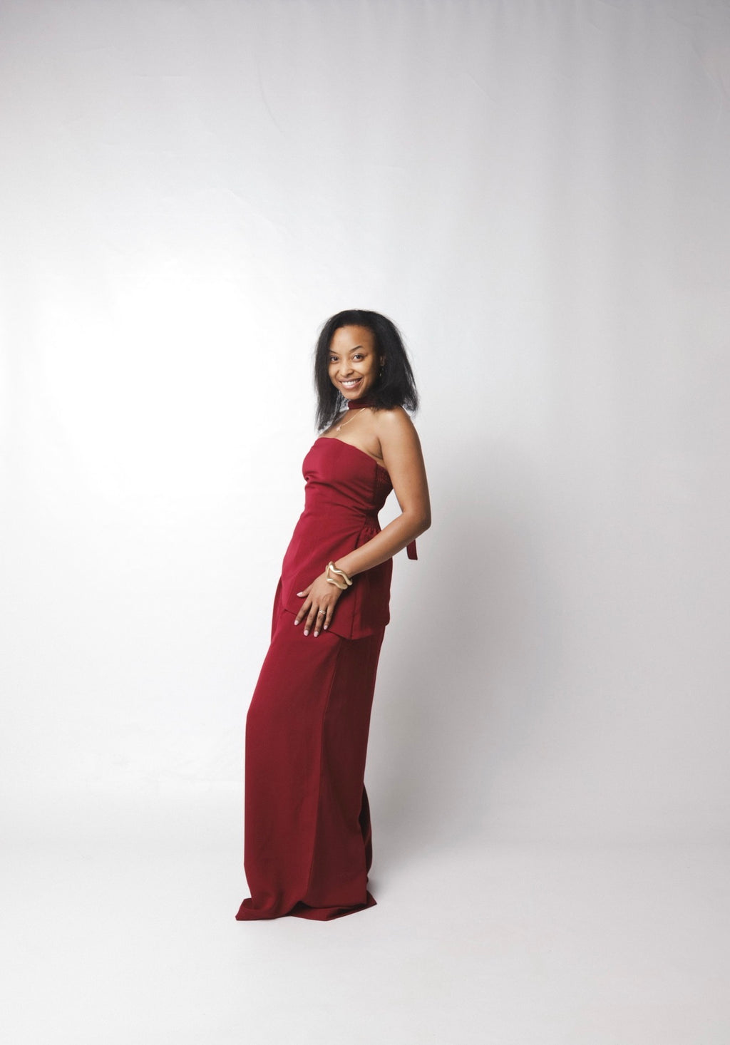 The Assymetrical 3- piece Set : Burgundy