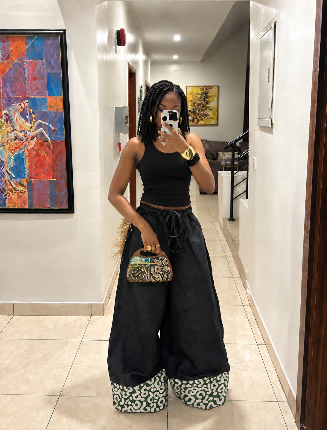 The Suki Denim pants : Dark navy Greenery