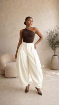 The Naki Barrel Pants : Offwhite
