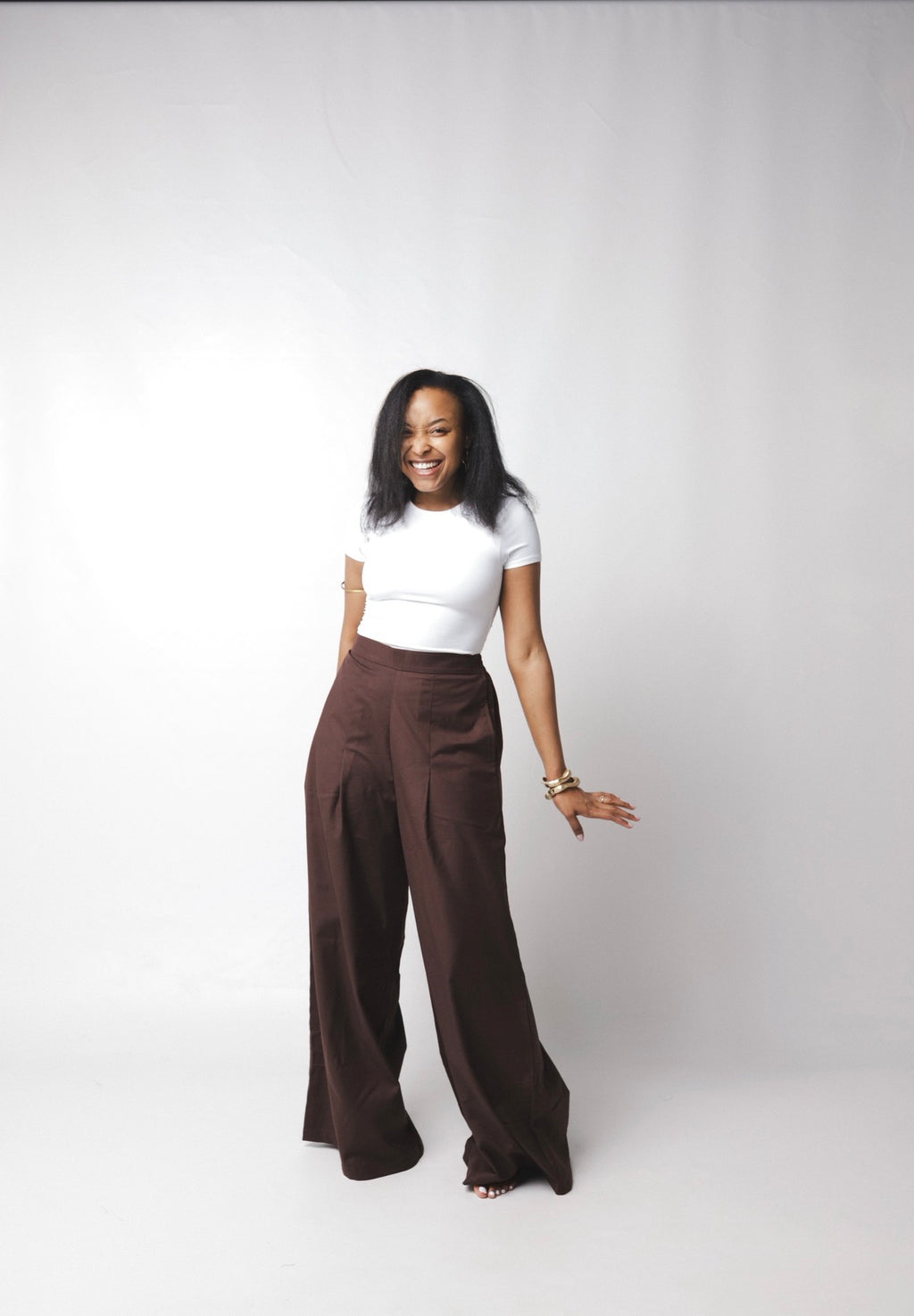 The Slate Pleated Pants : Chocolate brown