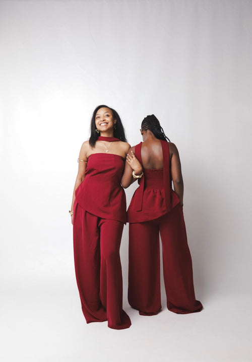 Assymetrical 3- piece Set : Burgundy