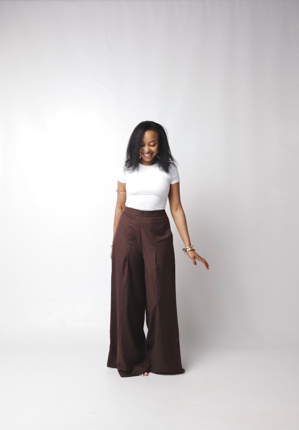 The Slate Pleated Pants : Chocolate brown