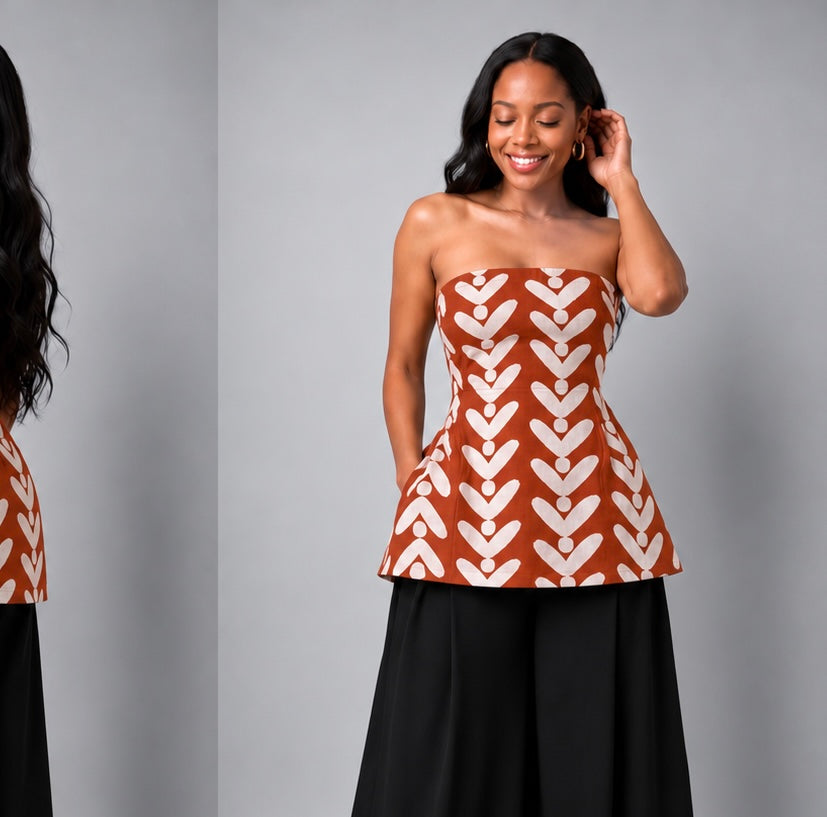 Zahara top : burnt orange tulip