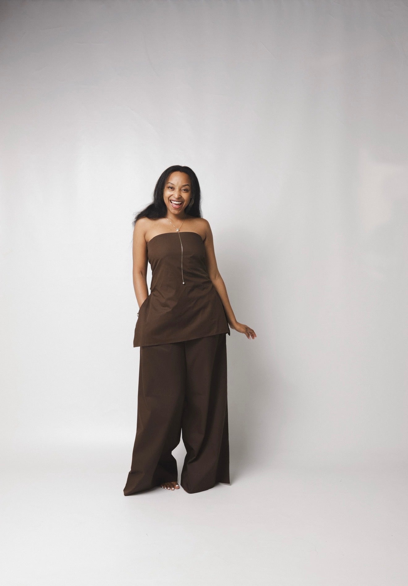 Ruched Top : Chocolate brown