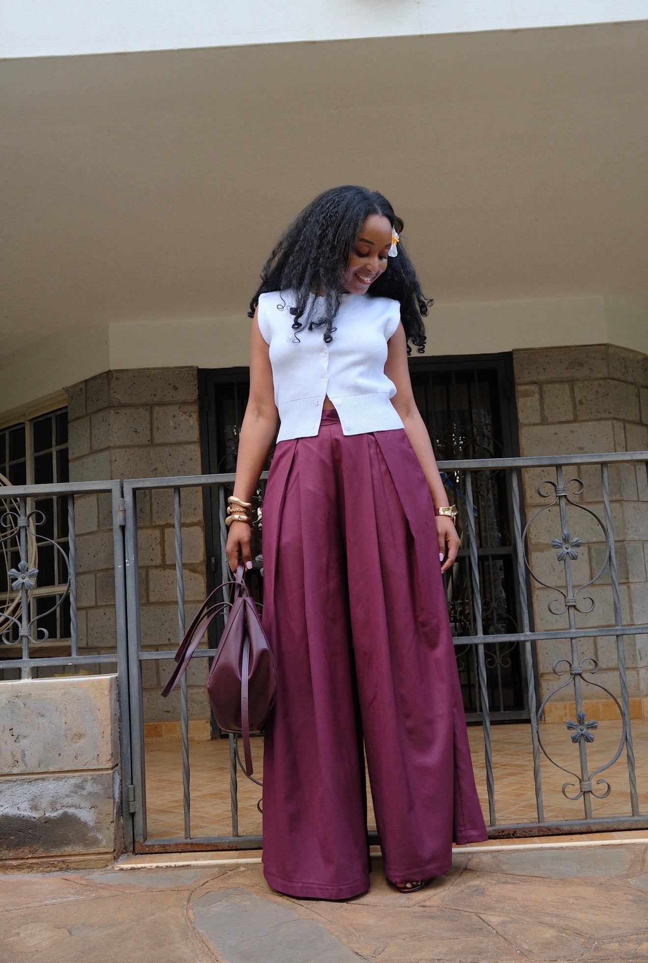 The Kira Pleated Pants : Burgundy