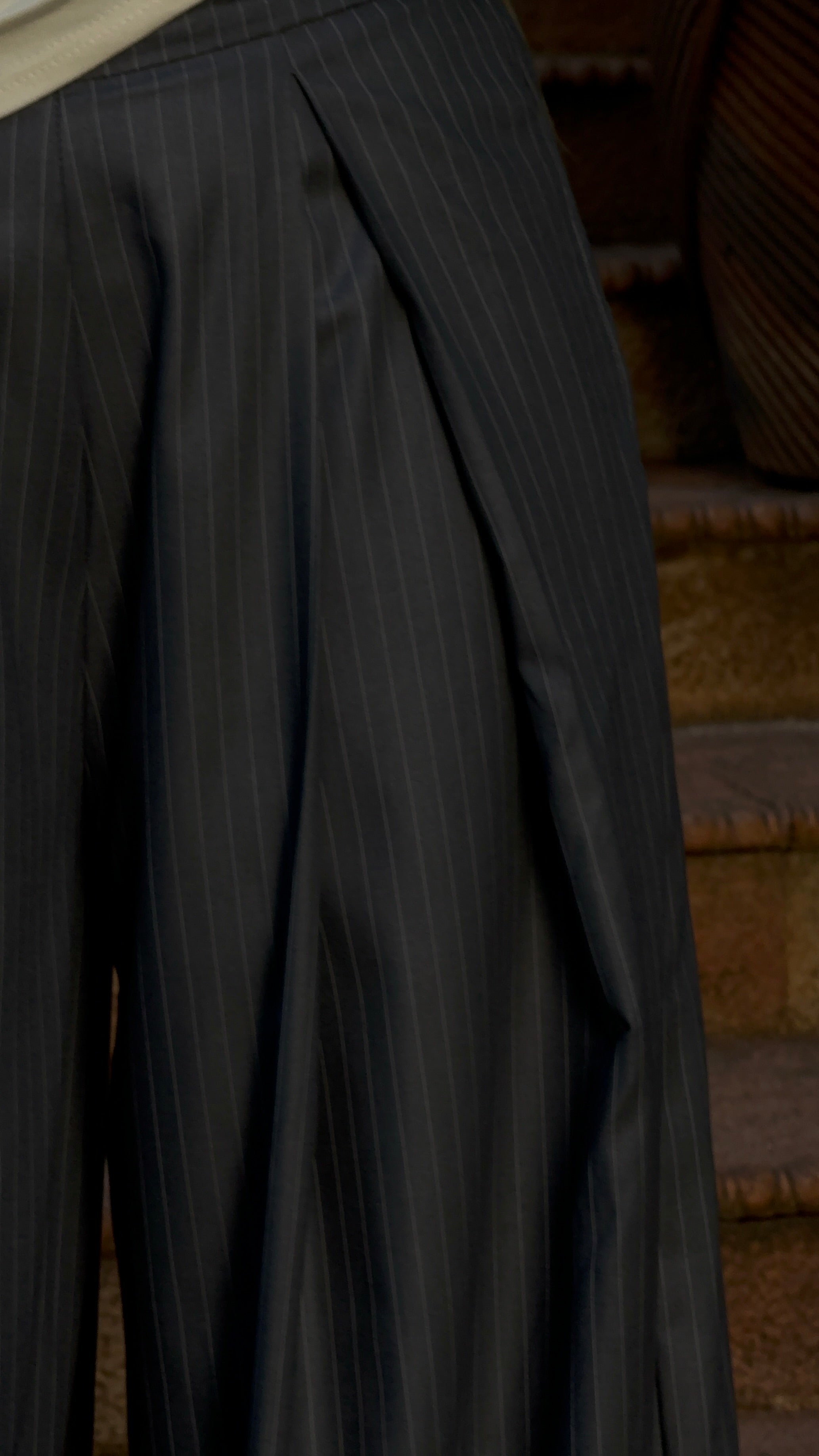 The Kira Pleated Pants : Striped Black