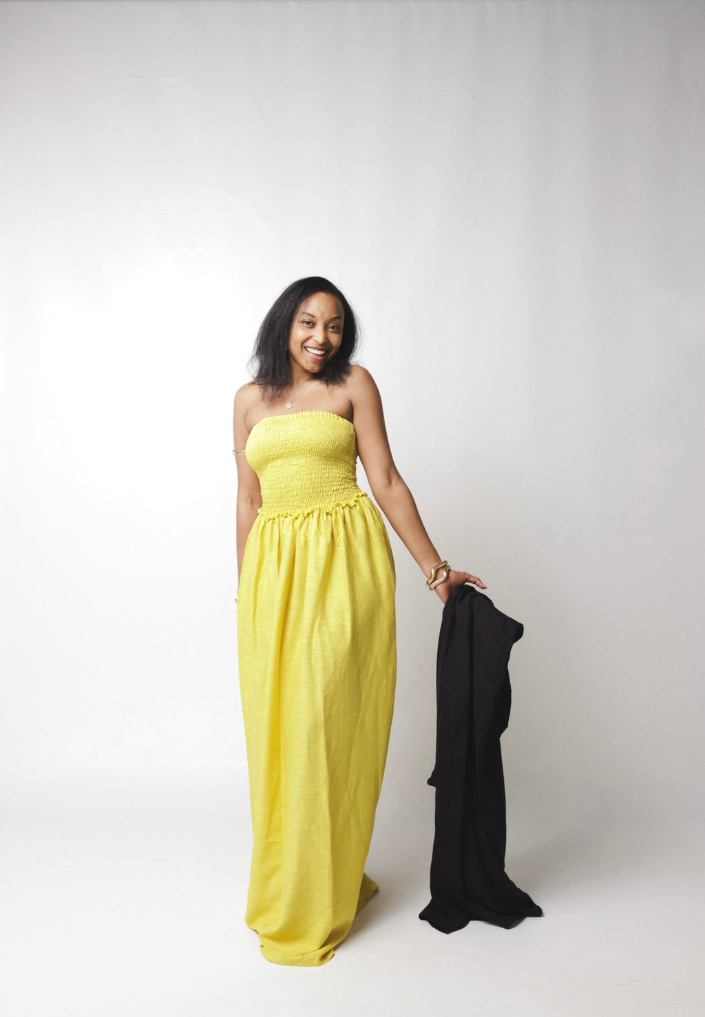 The Solara Linen Maxi Dress : Mustard yellow