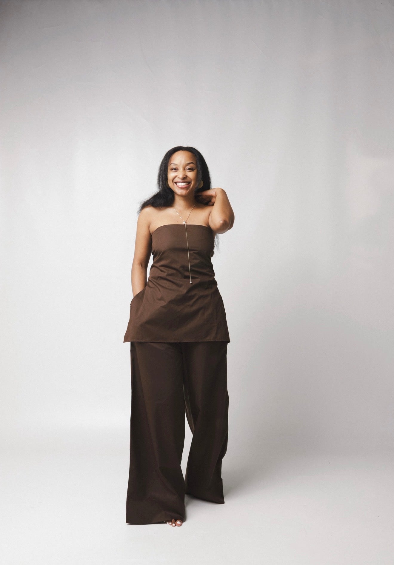 Ruched Top : Chocolate brown