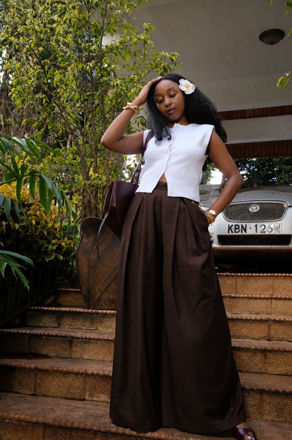 The Kira pleated trousers : Chocolate Brown