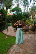 The Kim Linen Pleated Pants : Sage Green