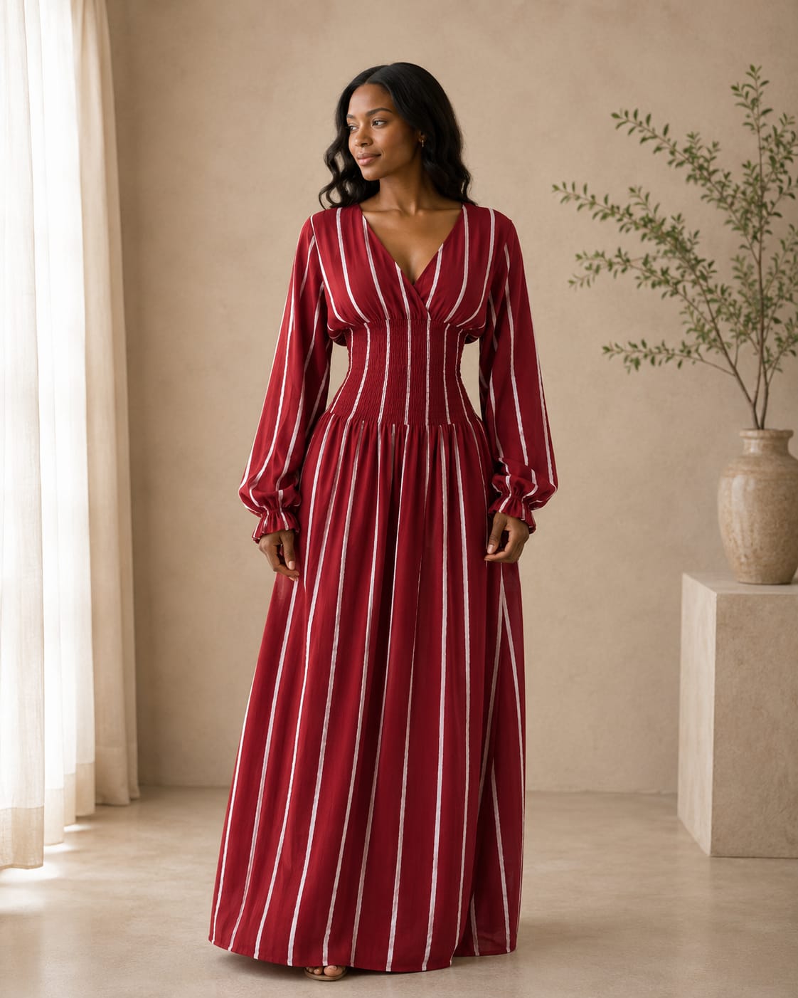 The Nyla dress : Striped Red