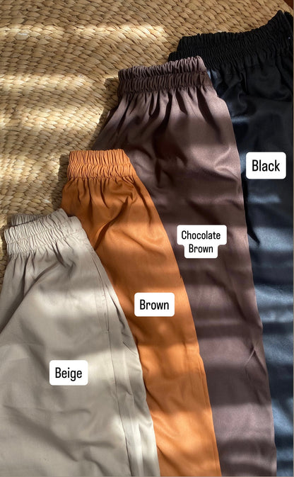 LC Ruched Waistband Wide Leg Pants (With pockets )