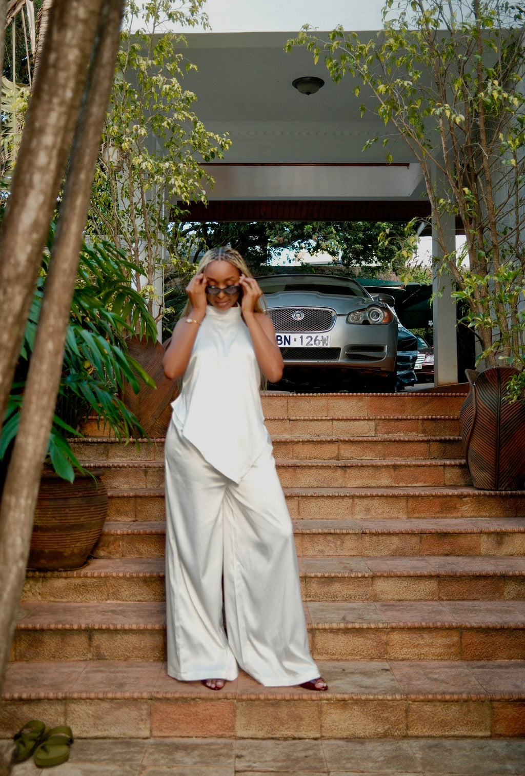 The Ivory Satin Set : Pearl White