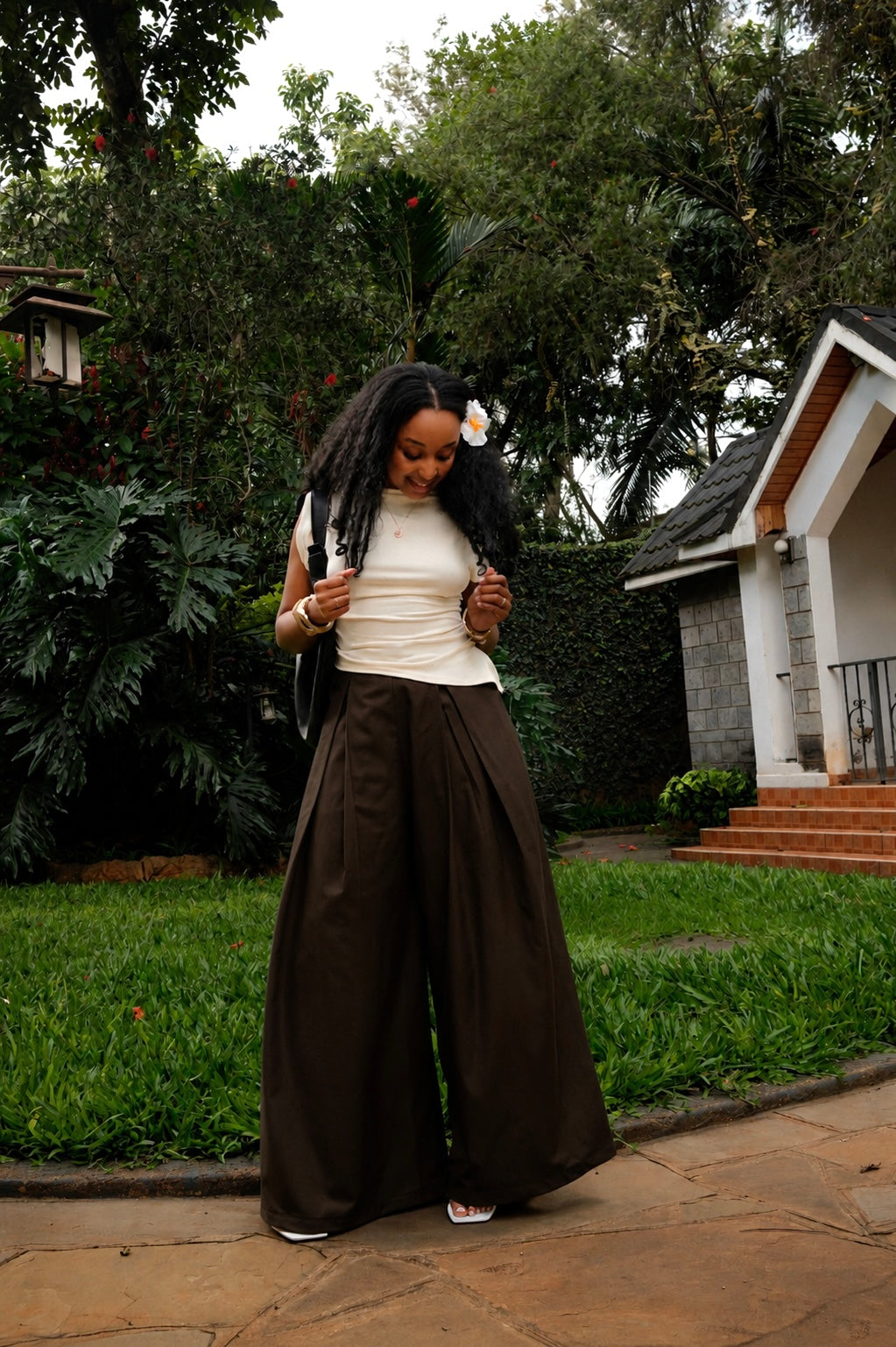The Kira pleated trousers : Chocolate Brown