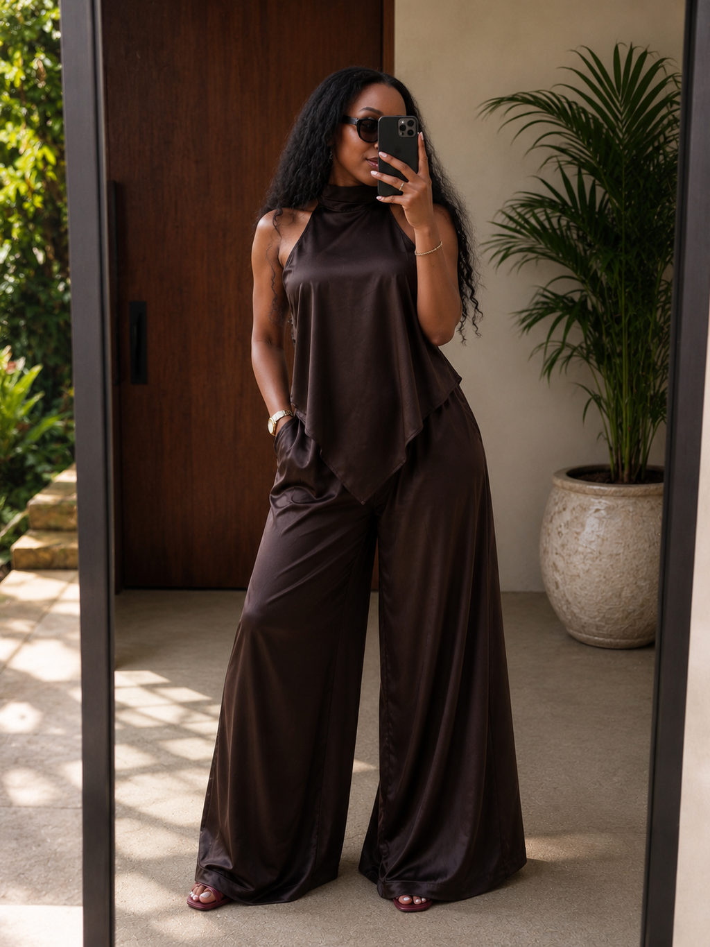 The Ivory Satin Set : Black