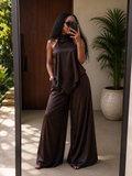 The Ivory Satin Set : Black