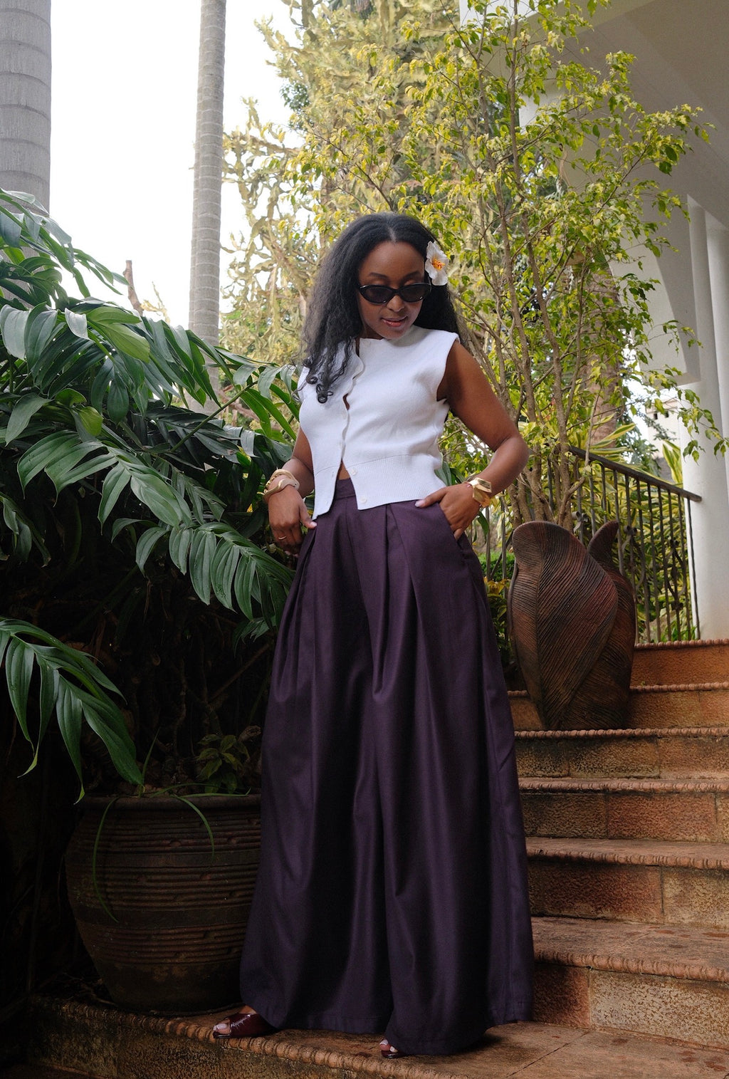 The Kira Pleated Pants : Black Current