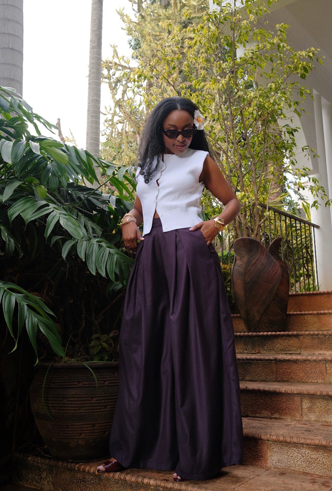 The Kira Pleated Pants : Black Current