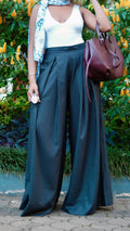 The Kira Pleated Pants : Striped Black