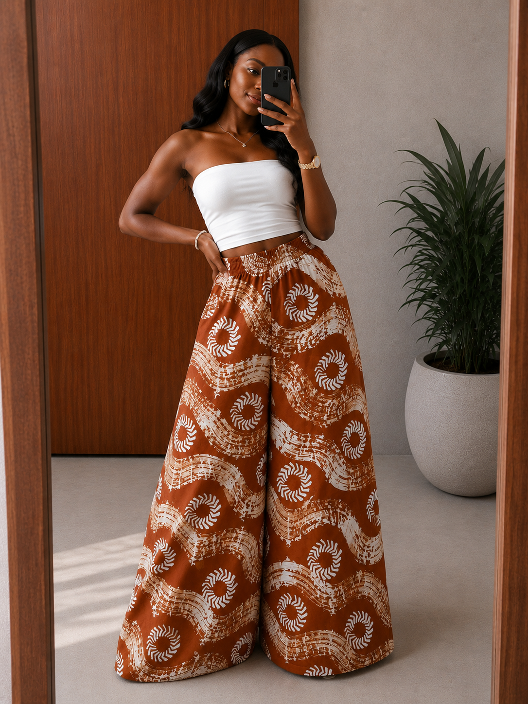 The Nuru Pants : Floral burnt orange