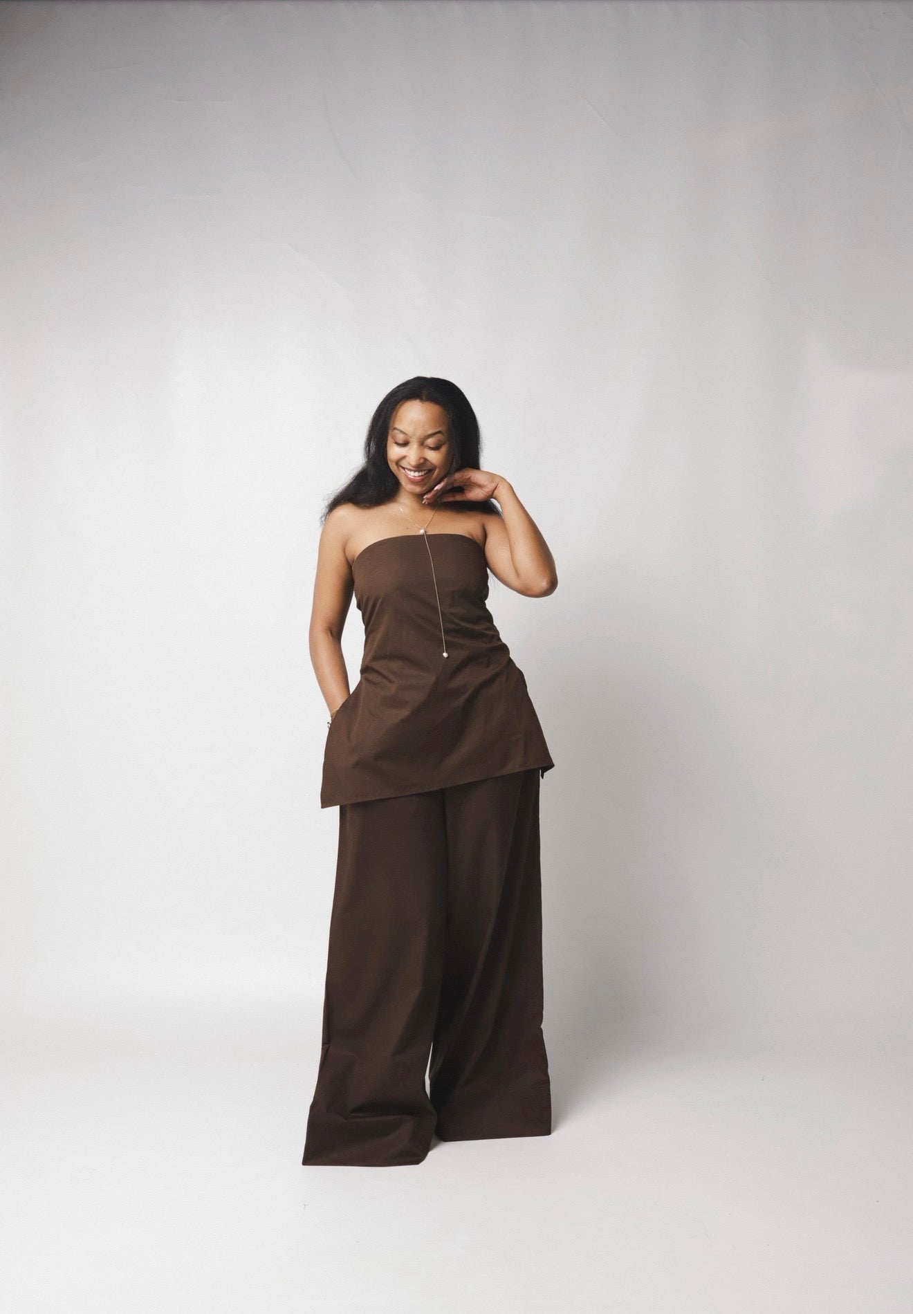 Ruched Top : Chocolate brown