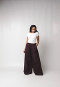 LC Ruched Waistband Wide Leg Pants : Black Current
