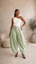 The Naki Barrel Pants : Sage green