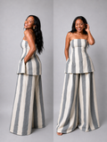 The Zahara set : White & Grey stripes