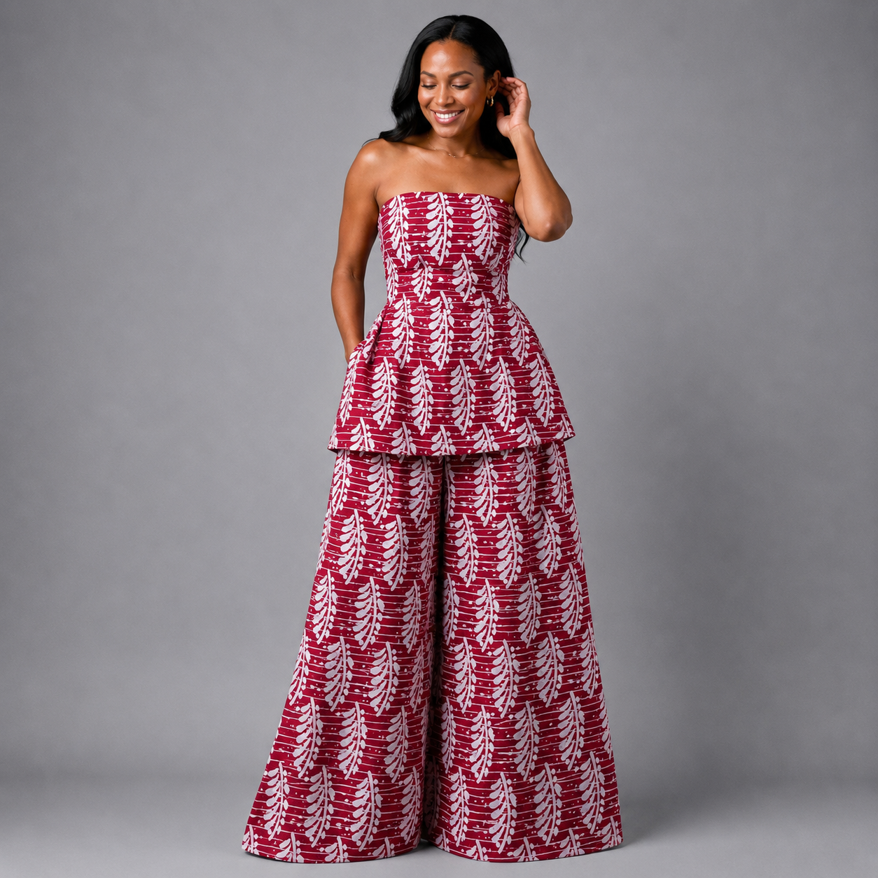 The zahara set: leafy striped red