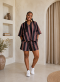 The Saka short set : Veiny chocolate brown stripes