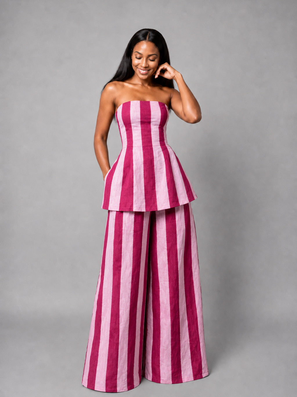 The Zahara set: Veiny pink stripes