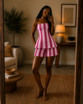 The Zahara short set : Veiny pink stripes